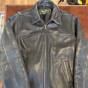 Eddie Bauer Distressed Leather Jacket Men's Large - Black